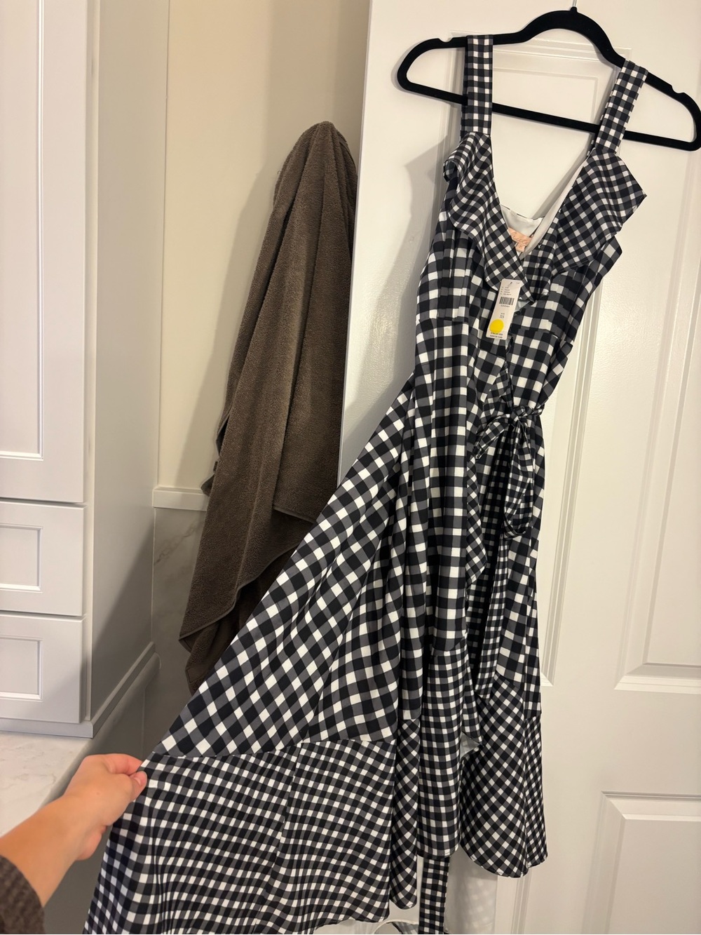 Black white gingham Anthropologie dress